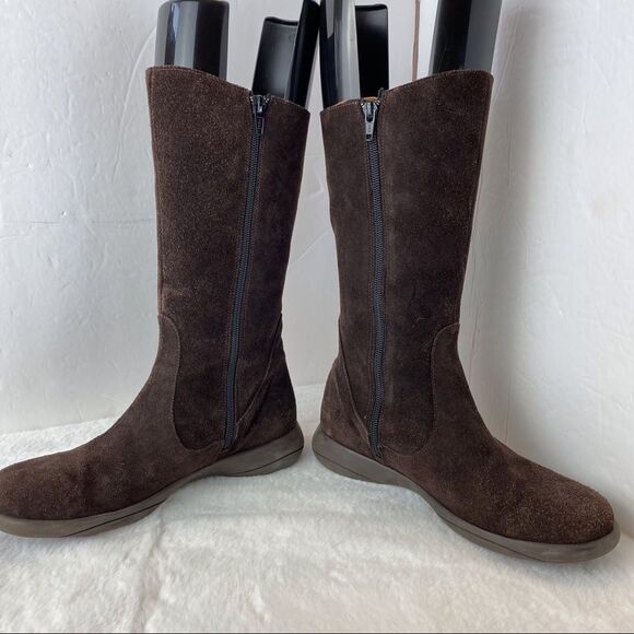 Tabarca By Pepa Brown Suede Embroidered Calf Boots Size 38 - Picture 5 of 14